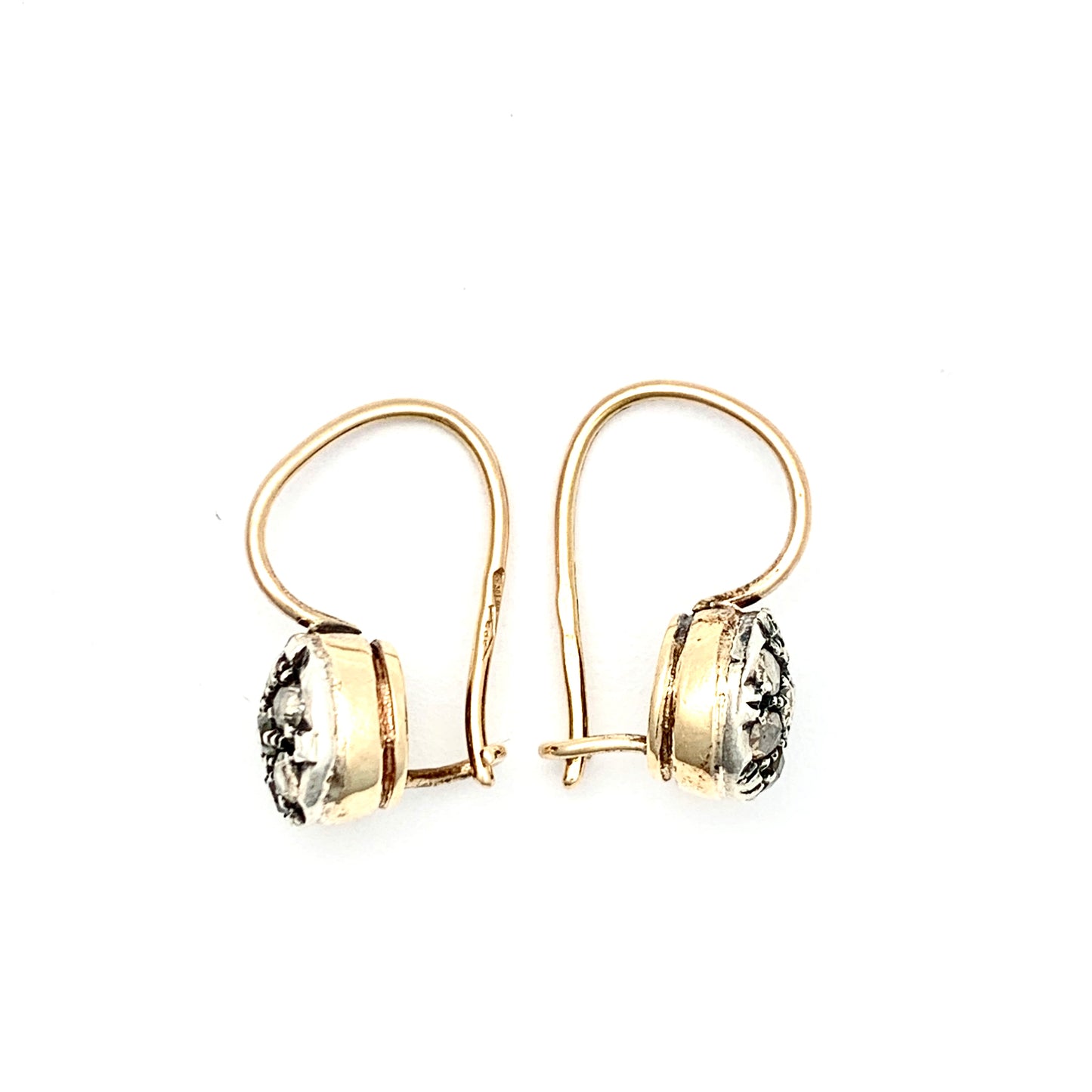 Vintage Rose Cut Diamond Cluster Earrings in 14CT Gold