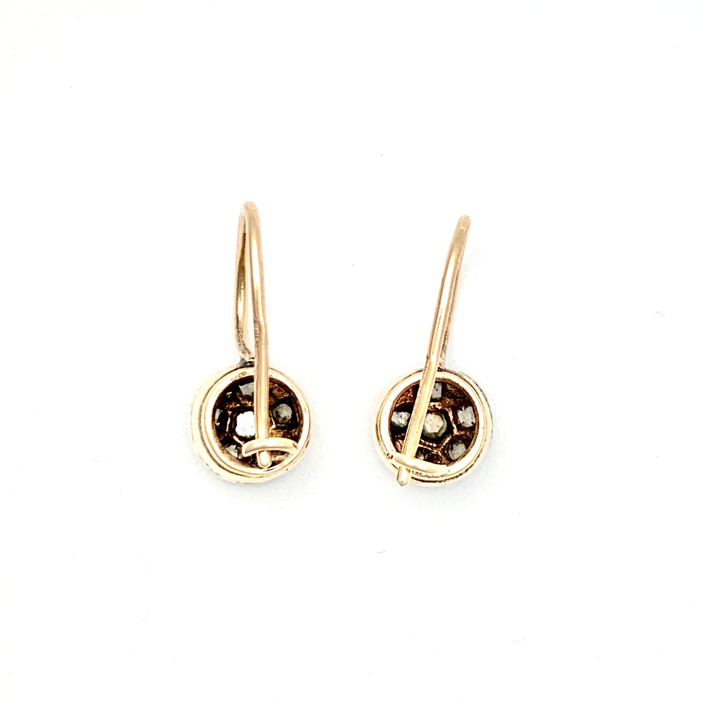 Vintage Rose Cut Diamond Cluster Earrings in 14CT Gold