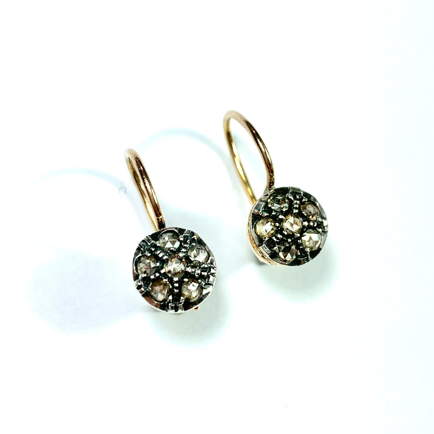 Vintage Rose Cut Diamond Cluster Earrings in 14CT Gold