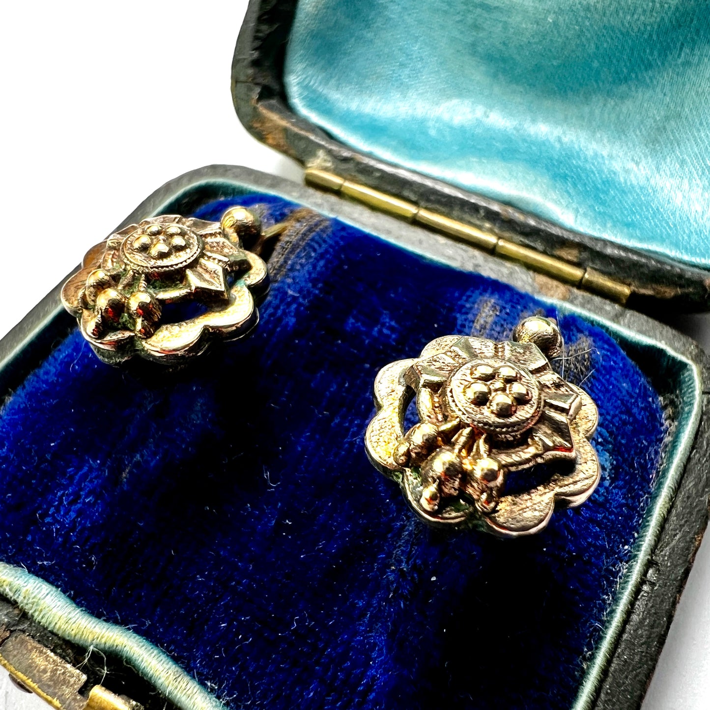 Victorian Rolled Gold Floral Dormeuse Earrings