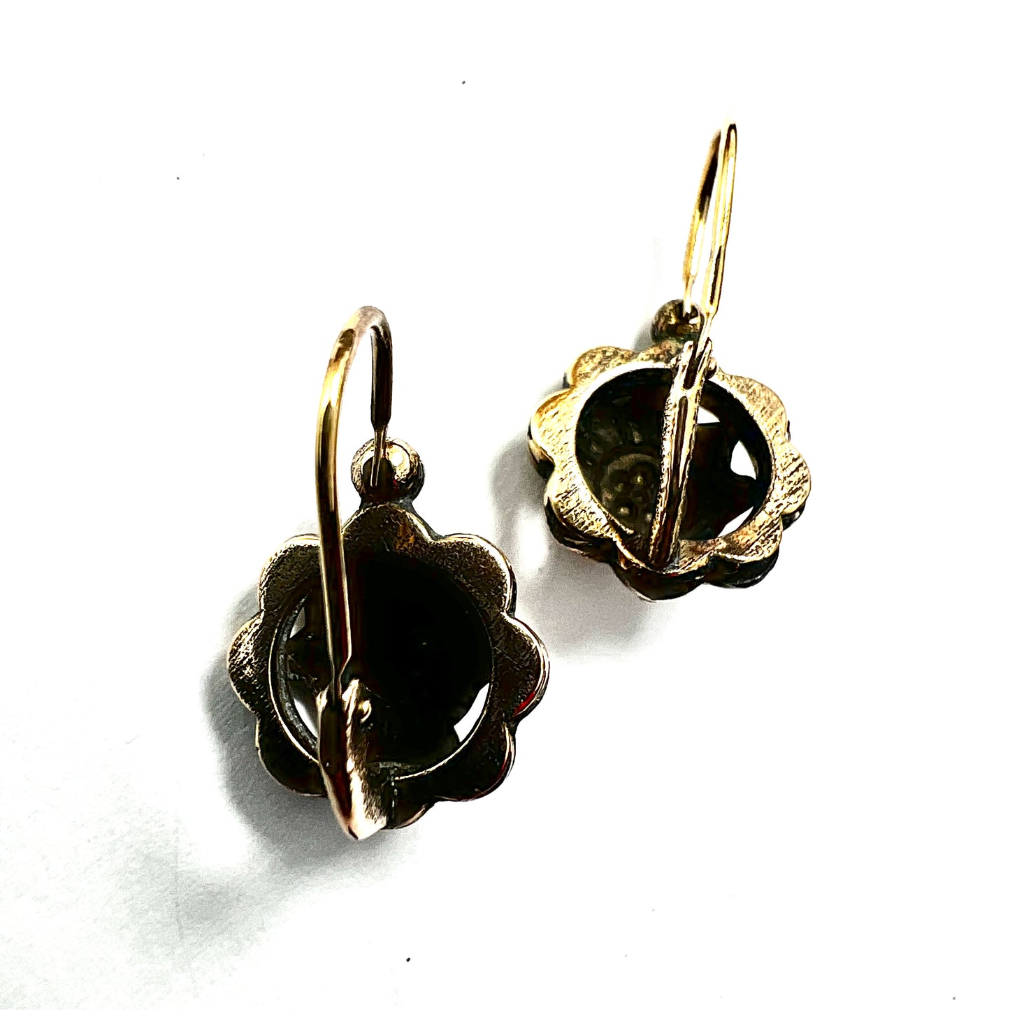 Victorian Rolled Gold Floral Dormeuse Earrings