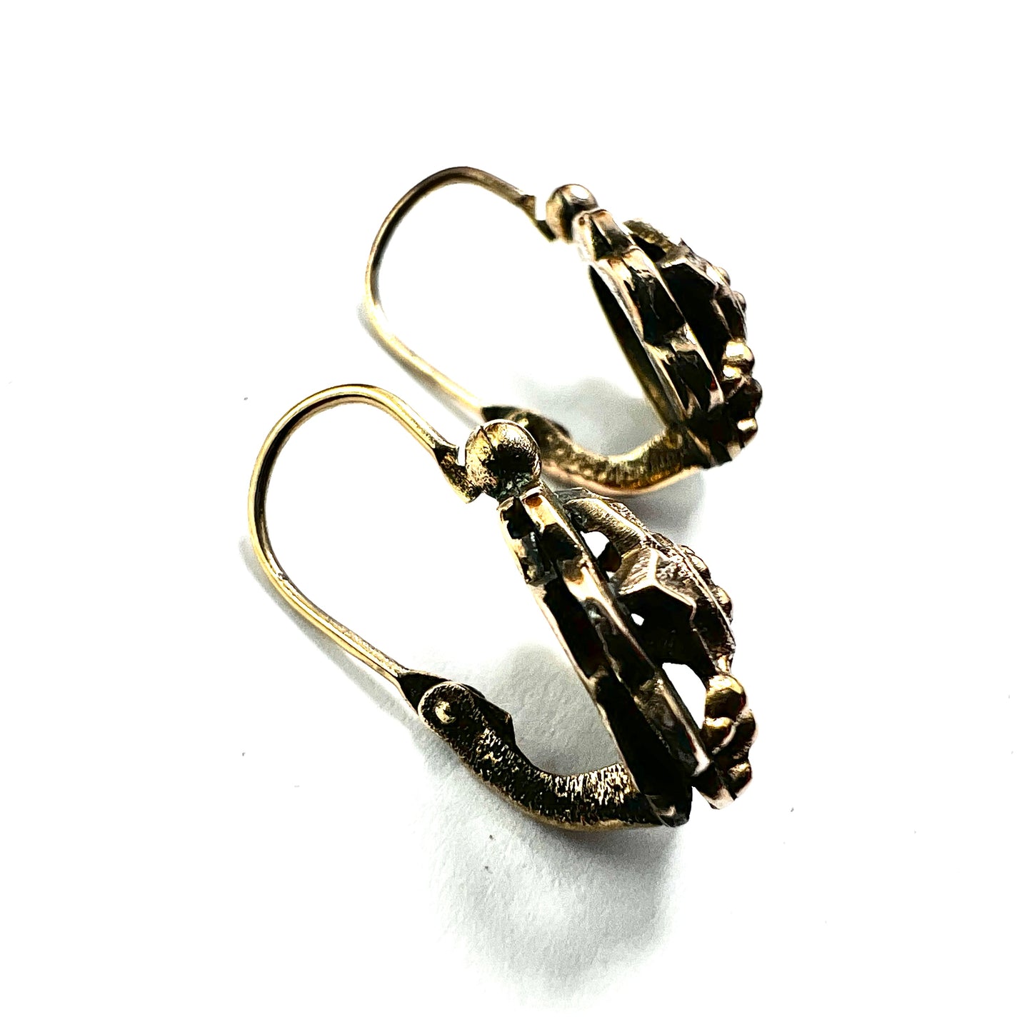 Victorian Rolled Gold Floral Dormeuse Earrings
