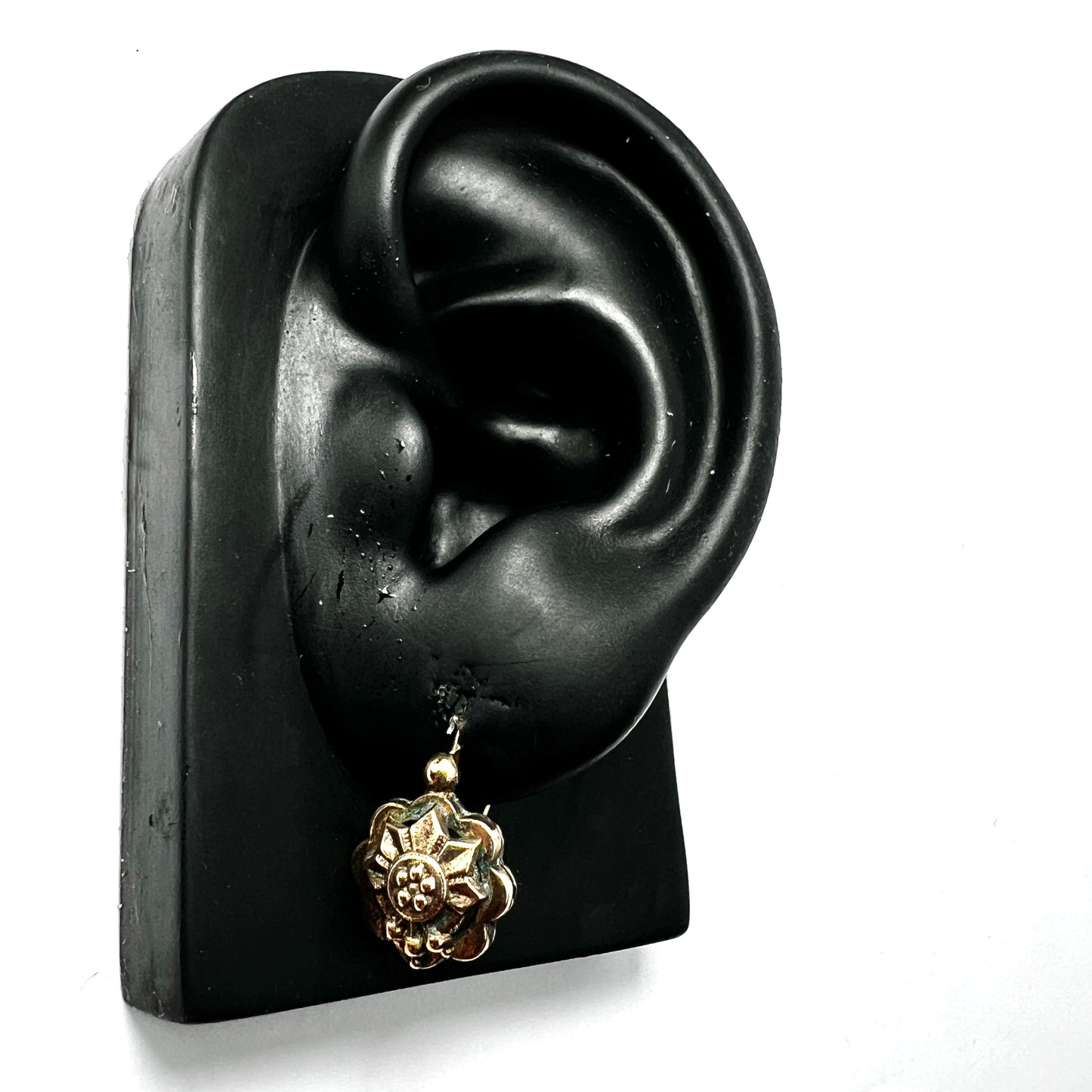 Victorian Rolled Gold Floral Dormeuse Earrings