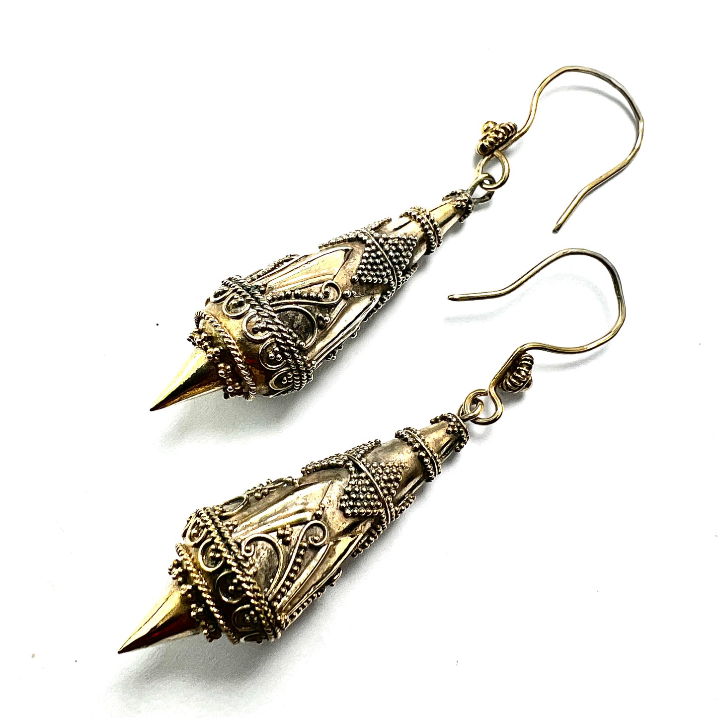 Victorian Silver Gilt Etruscan Torpedo Earrings
