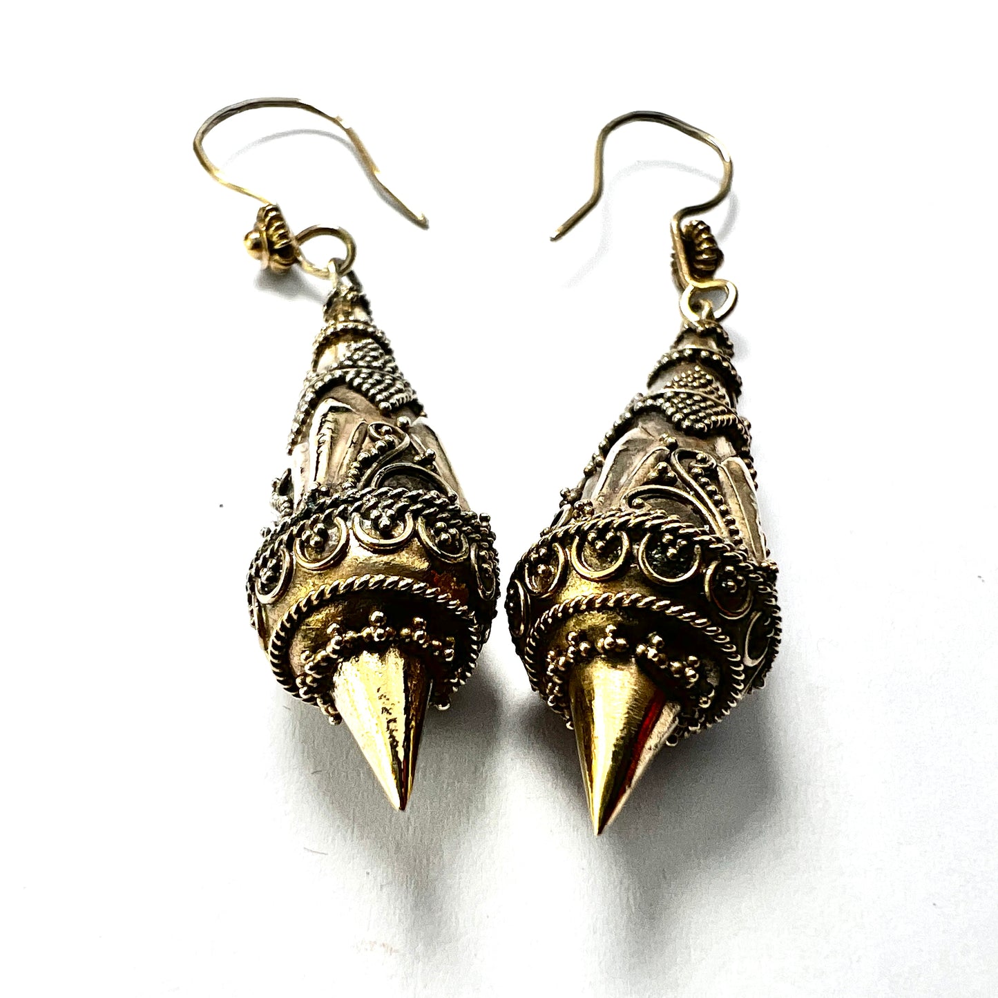 Victorian Silver Gilt Etruscan Torpedo Earrings