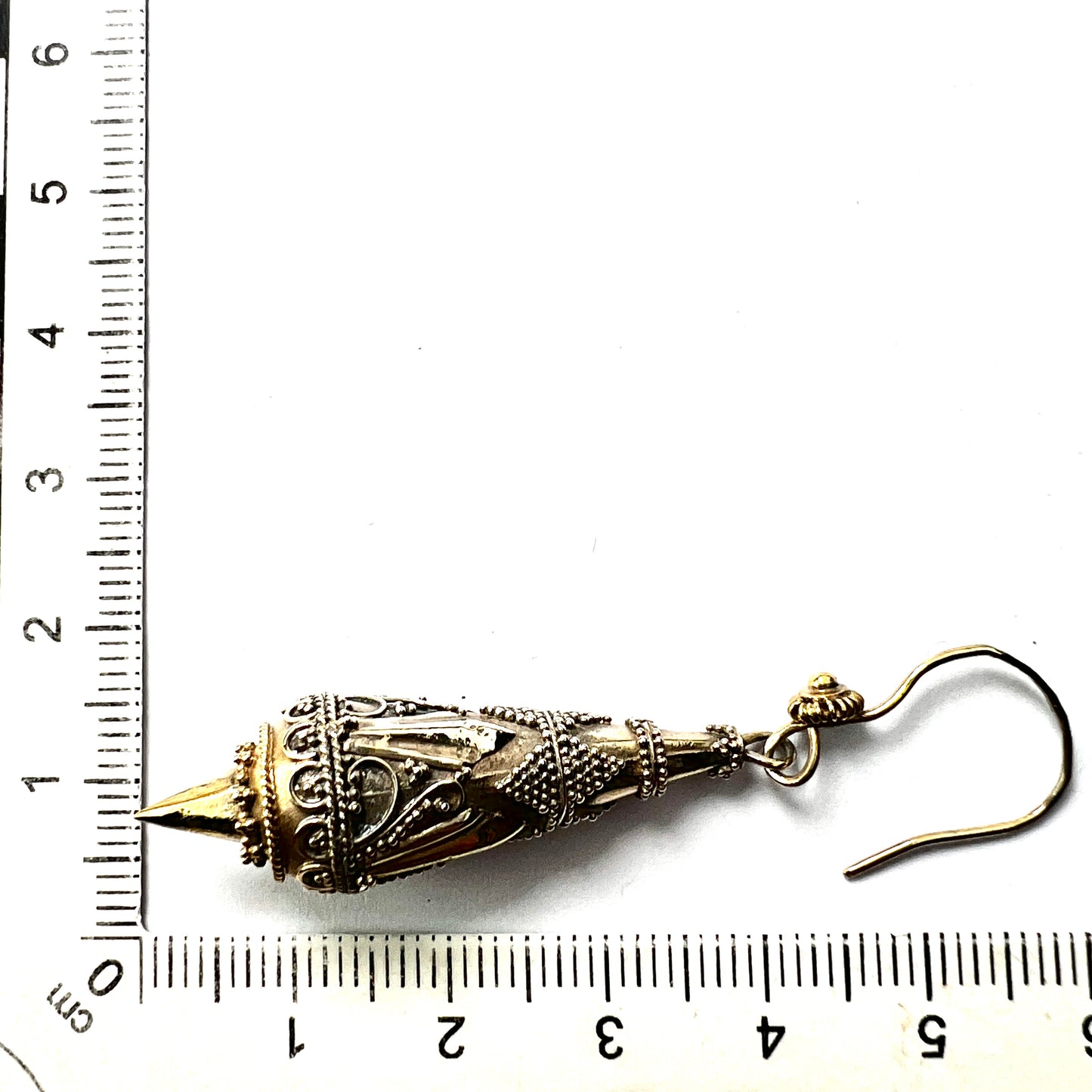 Victorian Silver Gilt Etruscan Torpedo Earrings