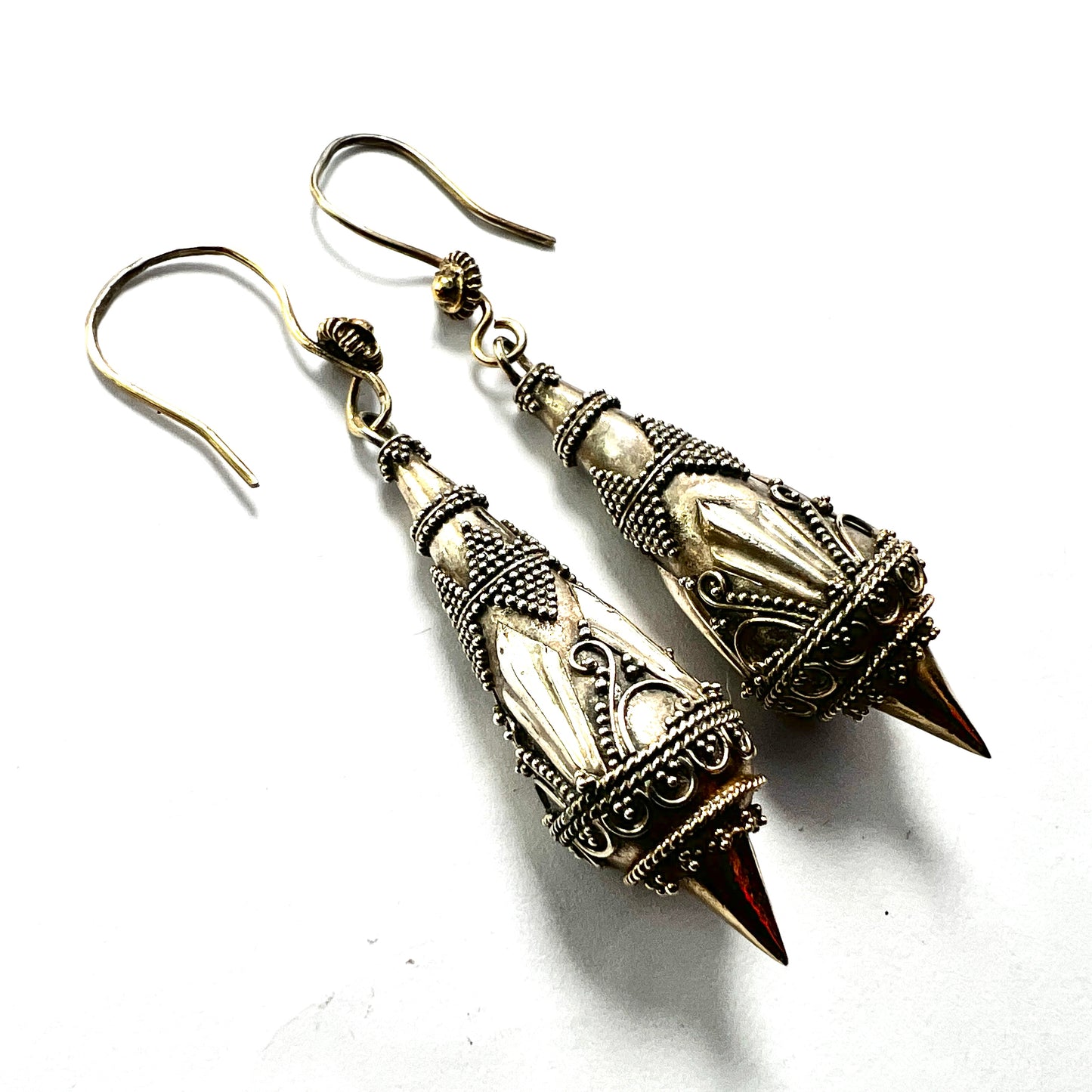 Victorian Silver Gilt Etruscan Torpedo Earrings