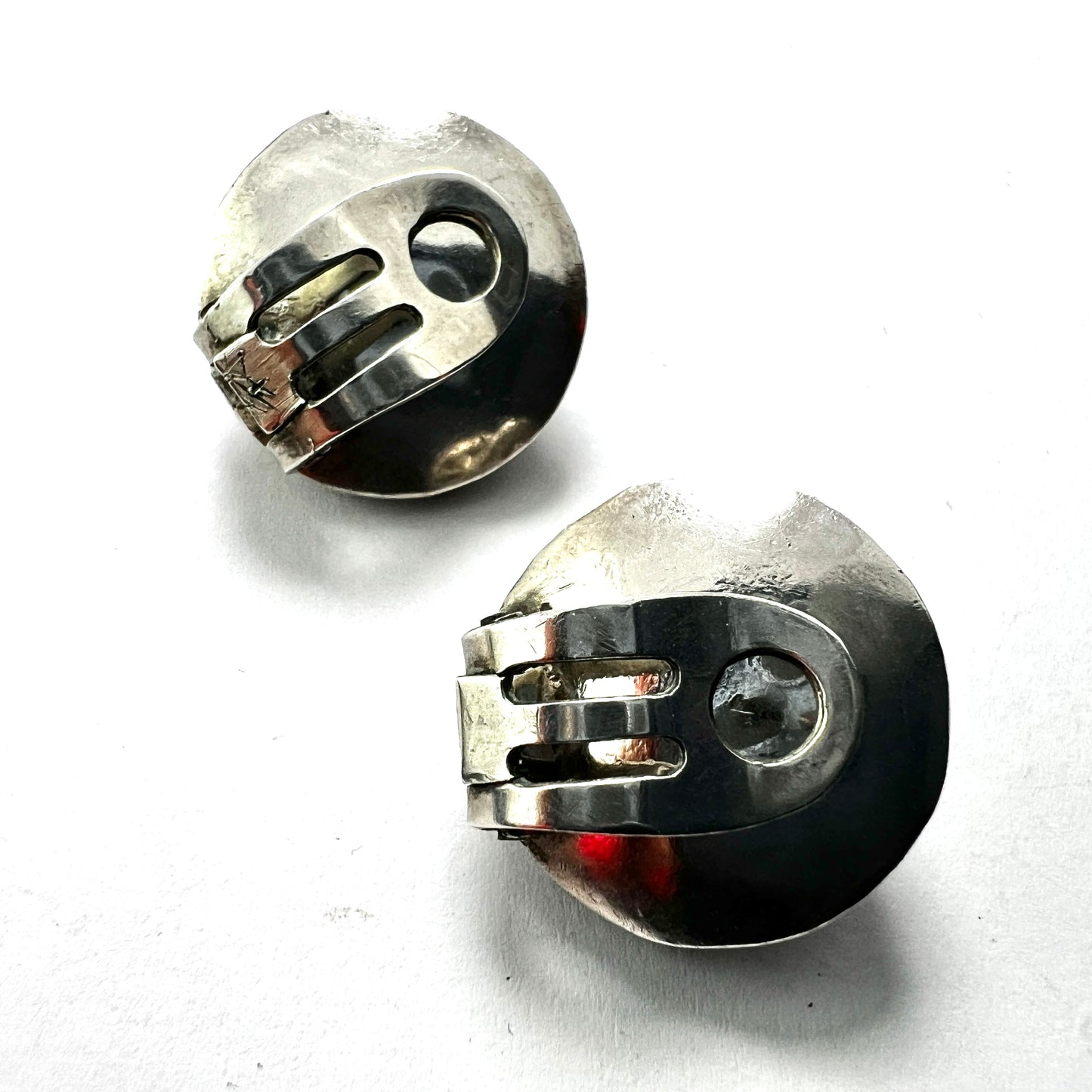 Vintage Nepali Coral and Silver Dome Clip Earrings