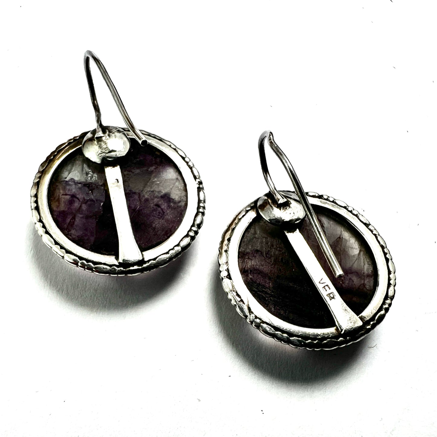 Art Deco Silver Blue John Earrings