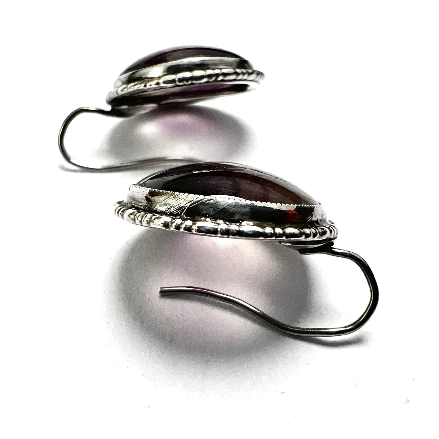 Art Deco Silver Blue John Earrings