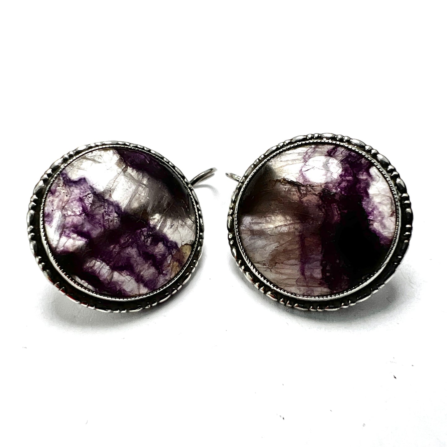 Art Deco Silver Blue John Earrings