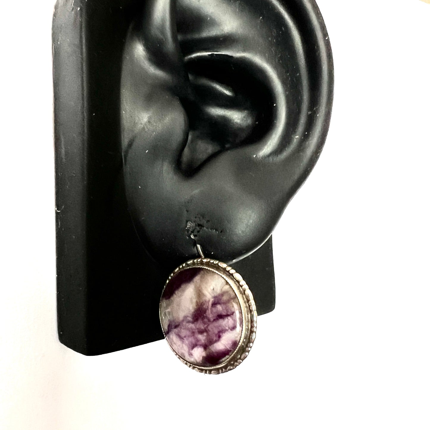 Art Deco Silver Blue John Earrings