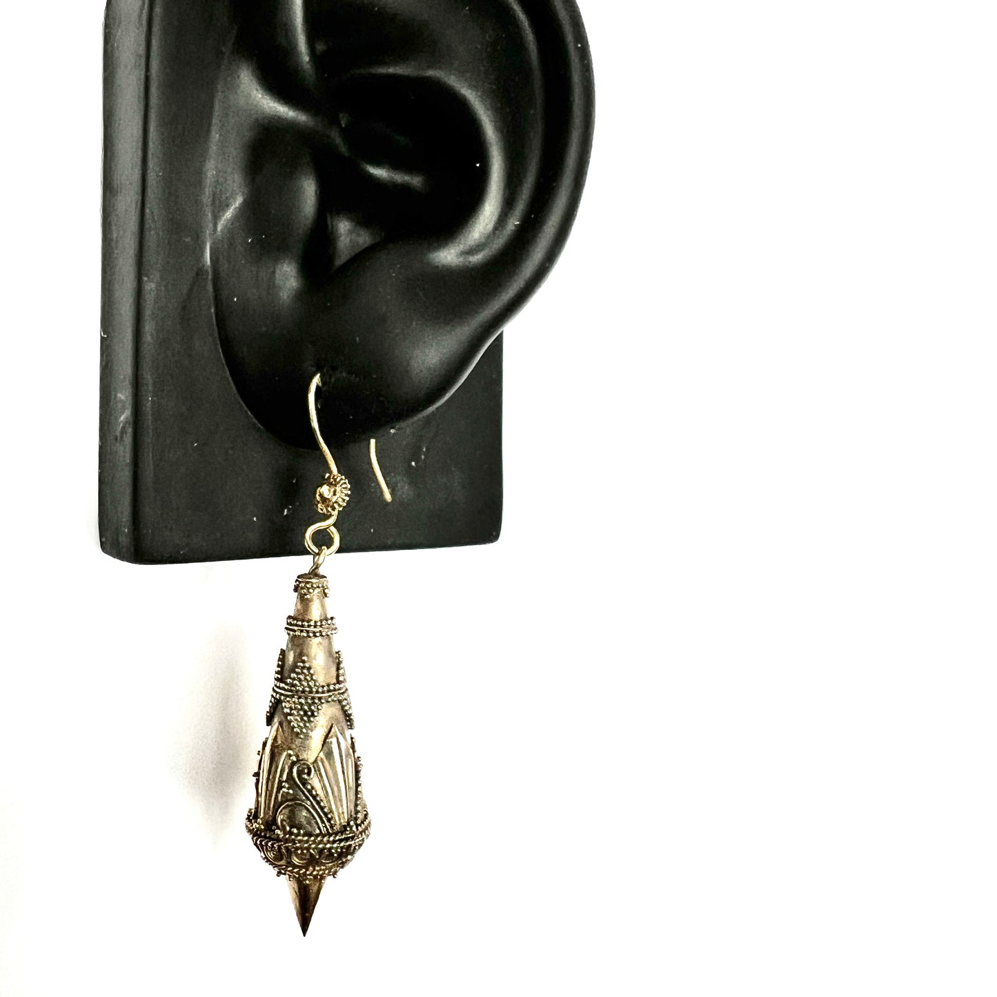 Victorian Silver Gilt Etruscan Torpedo Earrings