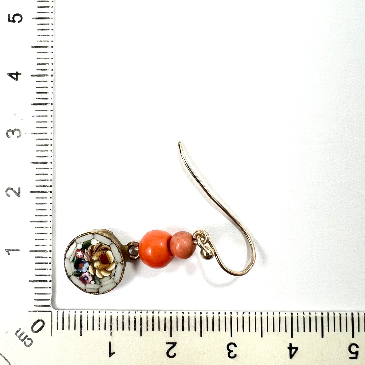 Antique Coral Micromosaic Earrings on 9CT Gold Wires