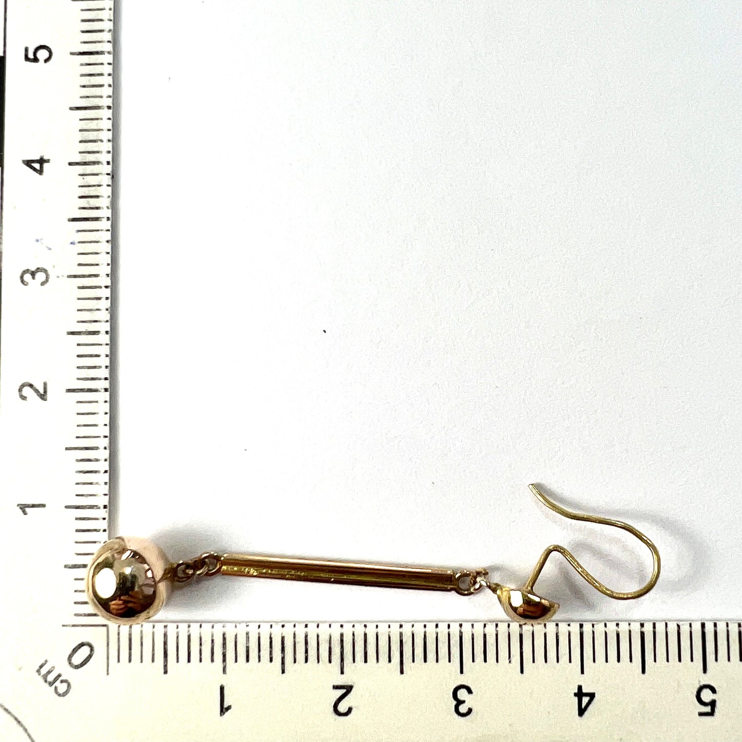Vintage Sphere and Bar Drop 9CT Gold Earrings