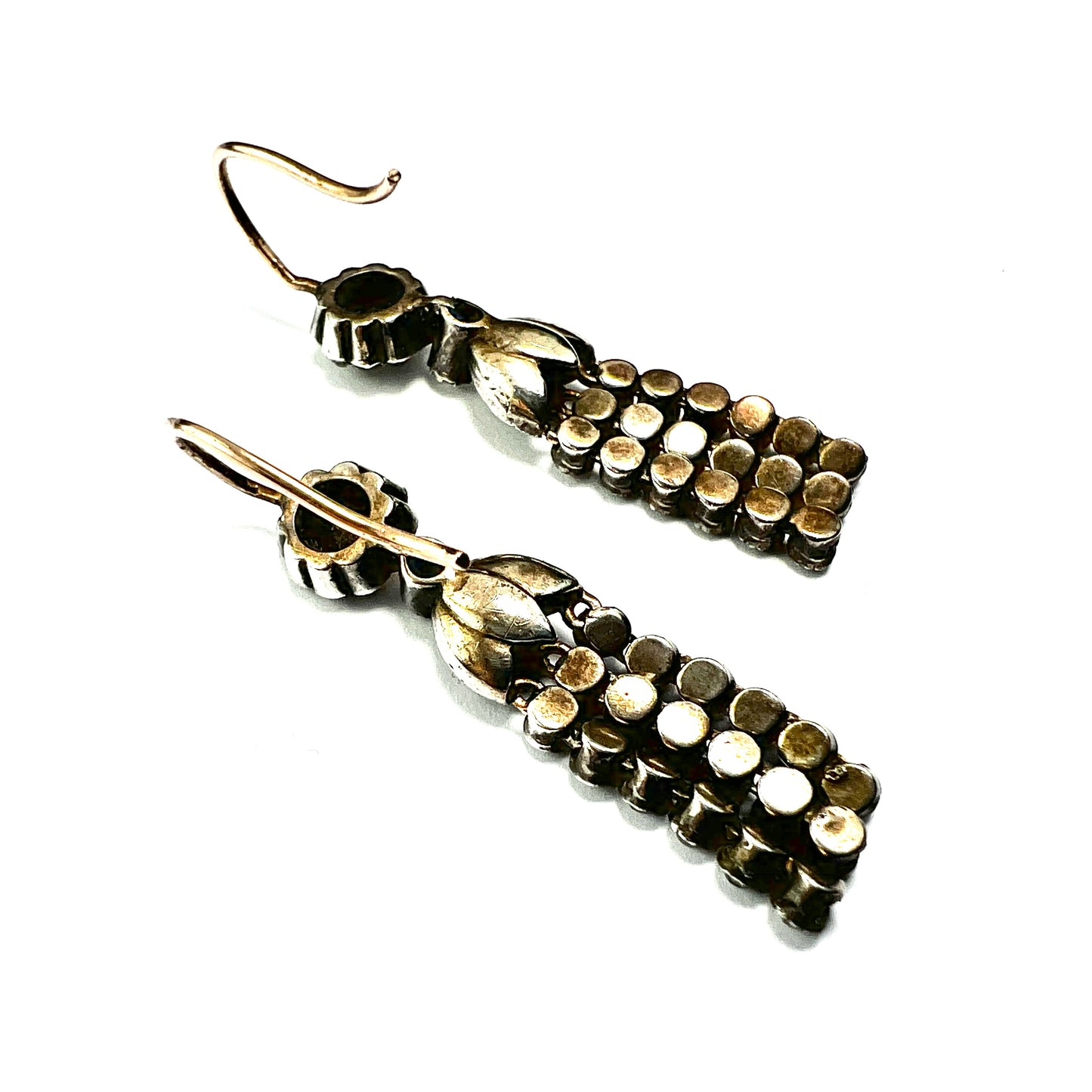 Victorian 9CT Gold Silver Paste Tassel Drop Earrings