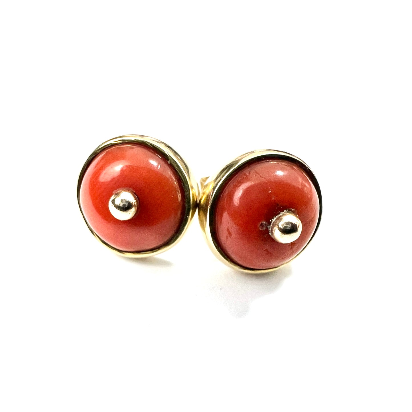 Victorian 9CT Gold Coral Stud Earrings