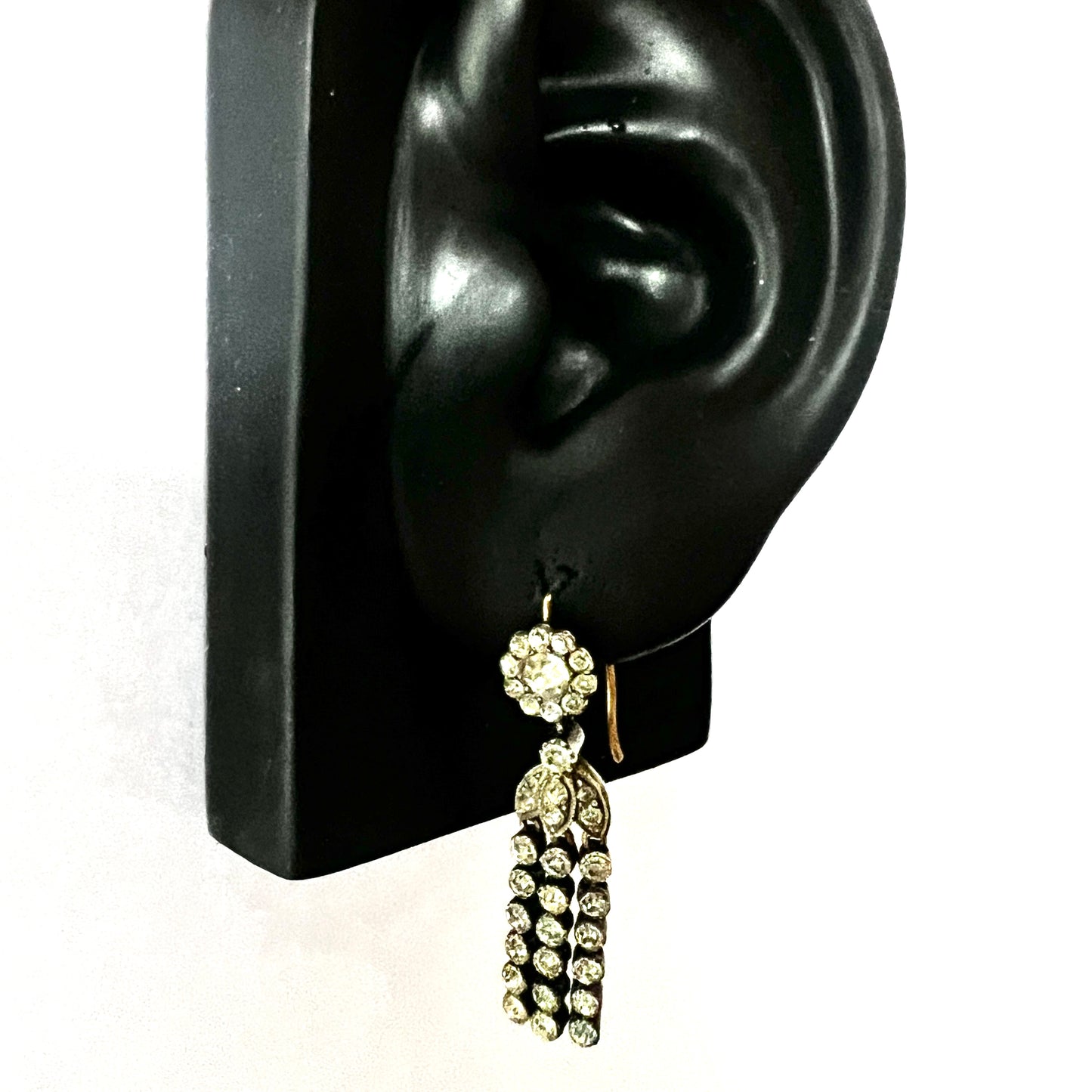 Victorian 9CT Gold Silver Paste Tassel Drop Earrings