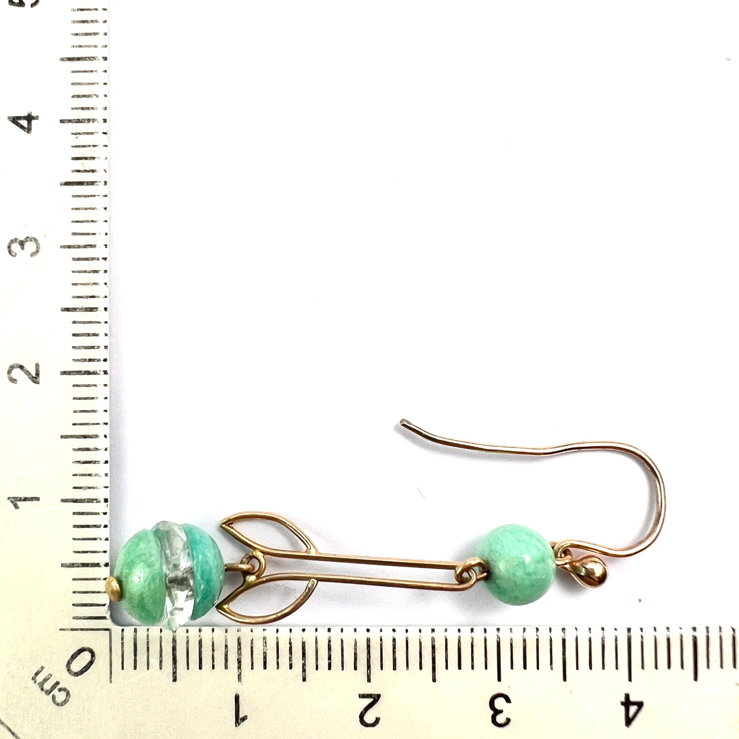 Art Deco Gold Aqua Crystal Egg Earrings
