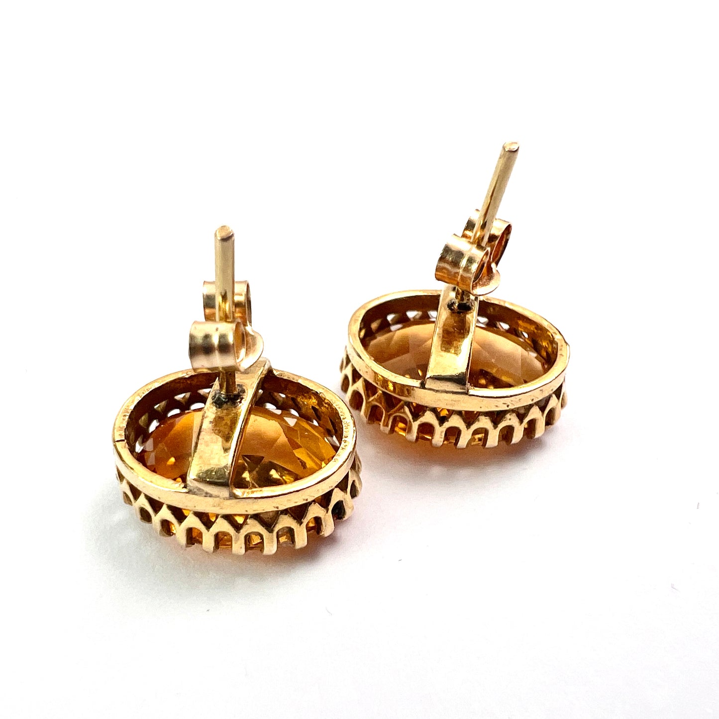 Edwardian Citrine 9CT Gold Oval Stud Earrings