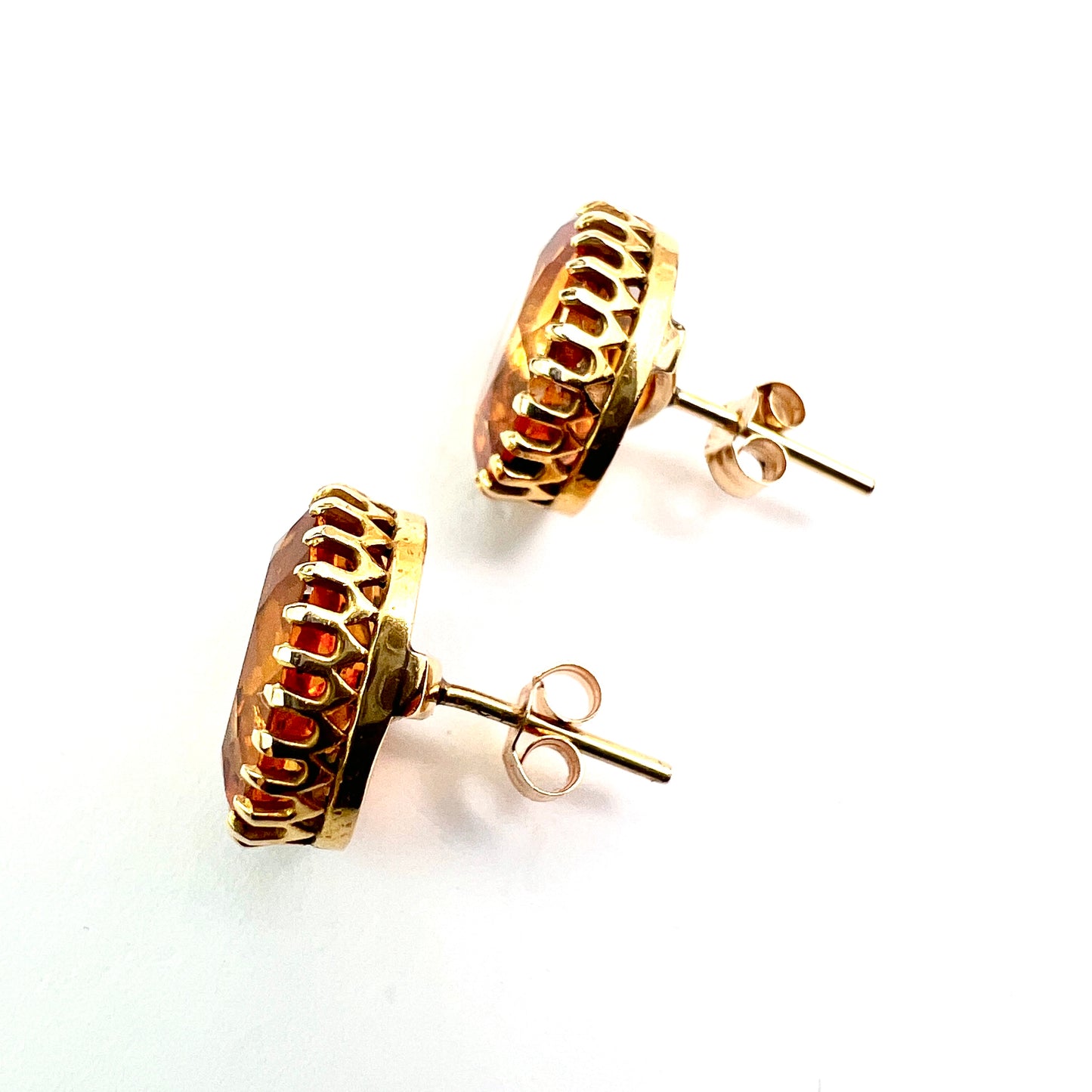 Edwardian Citrine 9CT Gold Oval Stud Earrings