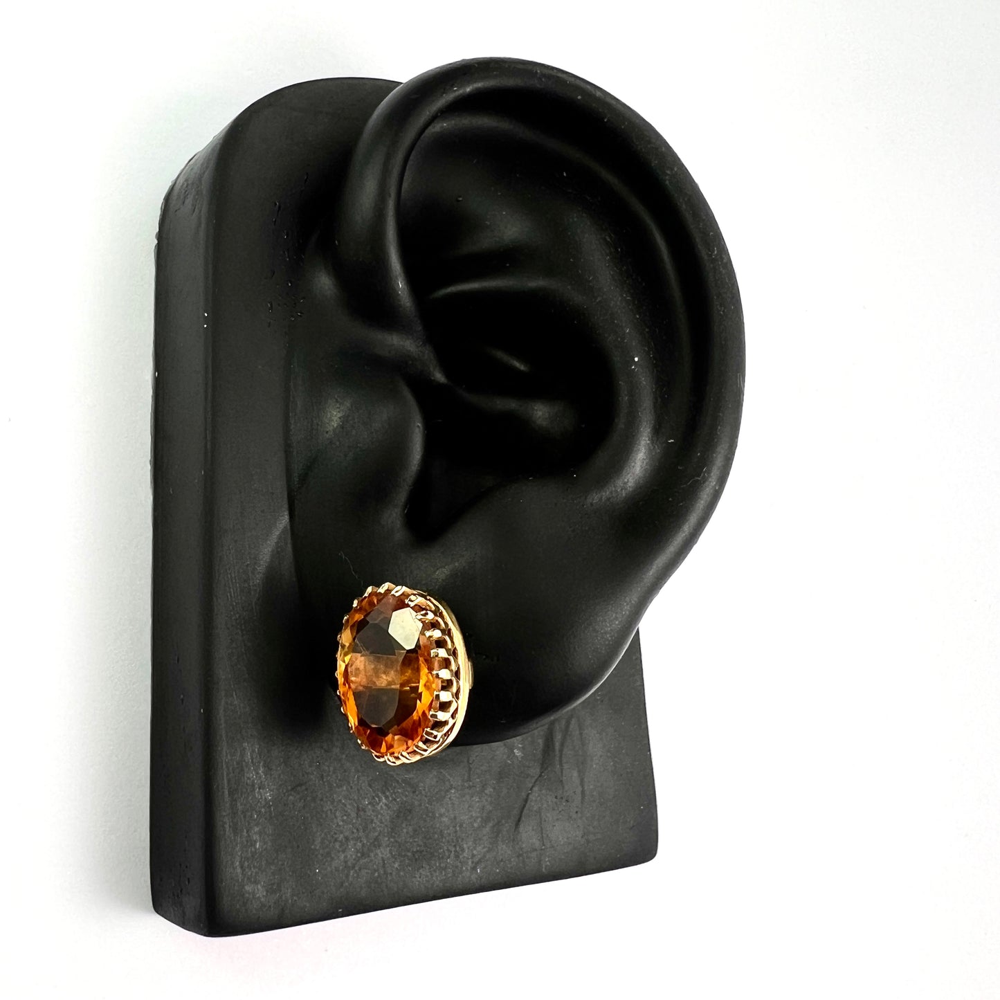 Edwardian Citrine 9CT Gold Oval Stud Earrings