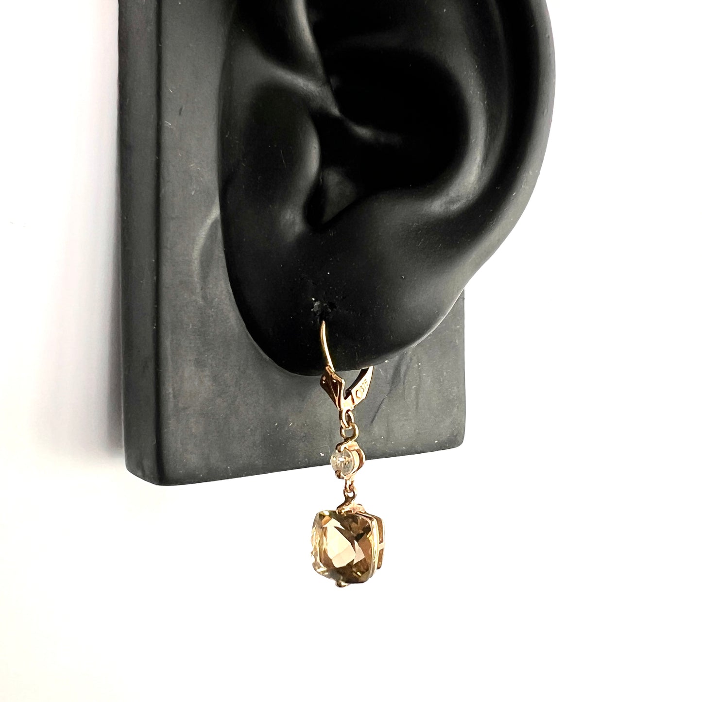 Vintage Citrine 9CT Gold Drop Earrings