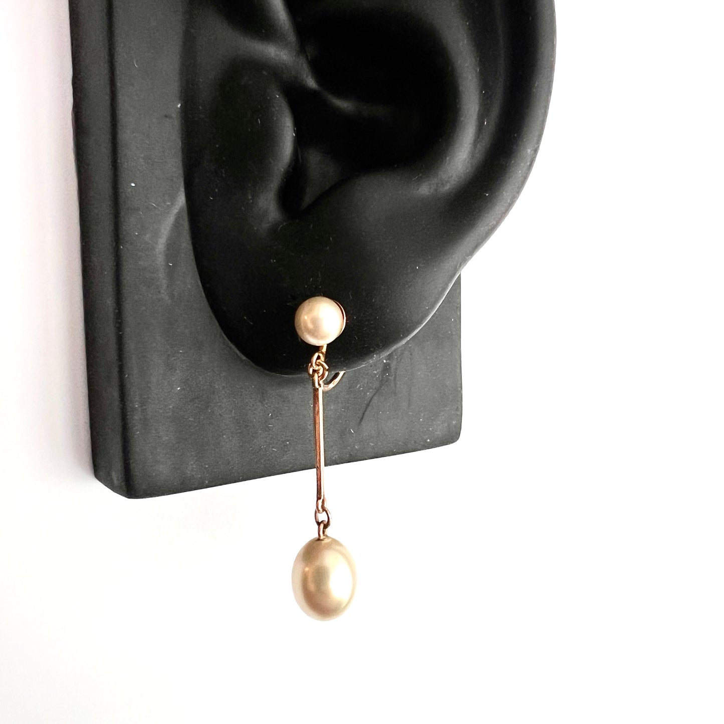 Edwardian 9CT Gold Faux Pearl Screwback Earrings
