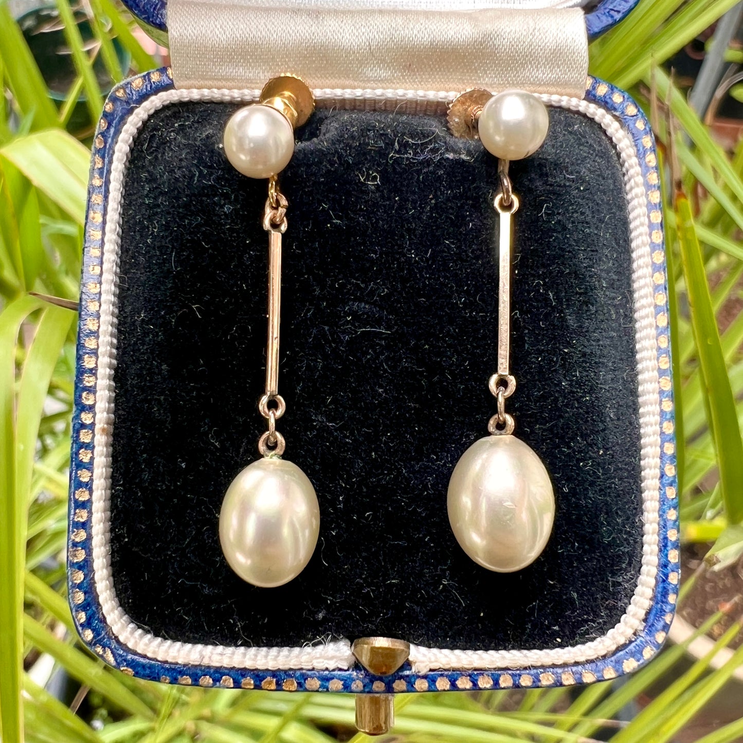 Edwardian 9CT Gold Faux Pearl Screwback Earrings