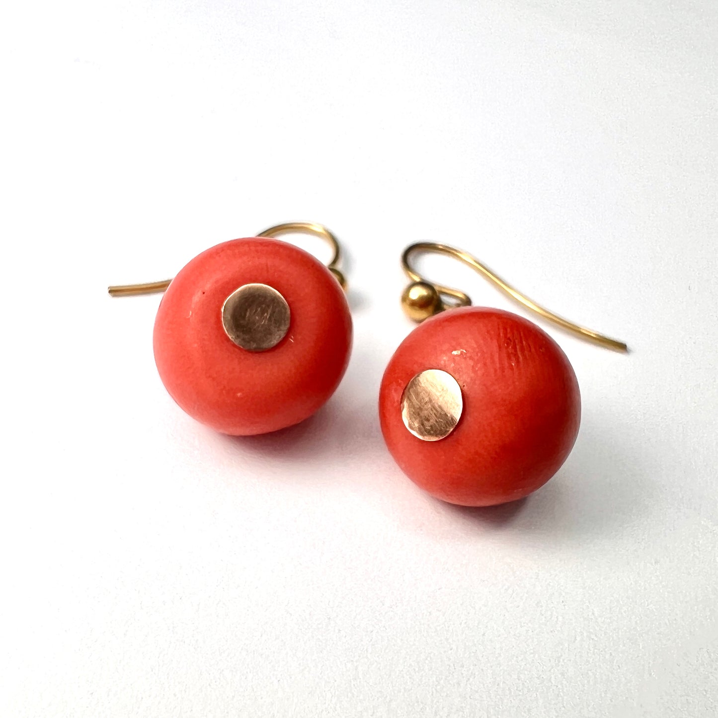 Antique Victorian 9CT Gold Chain Drop Coral Earrings
