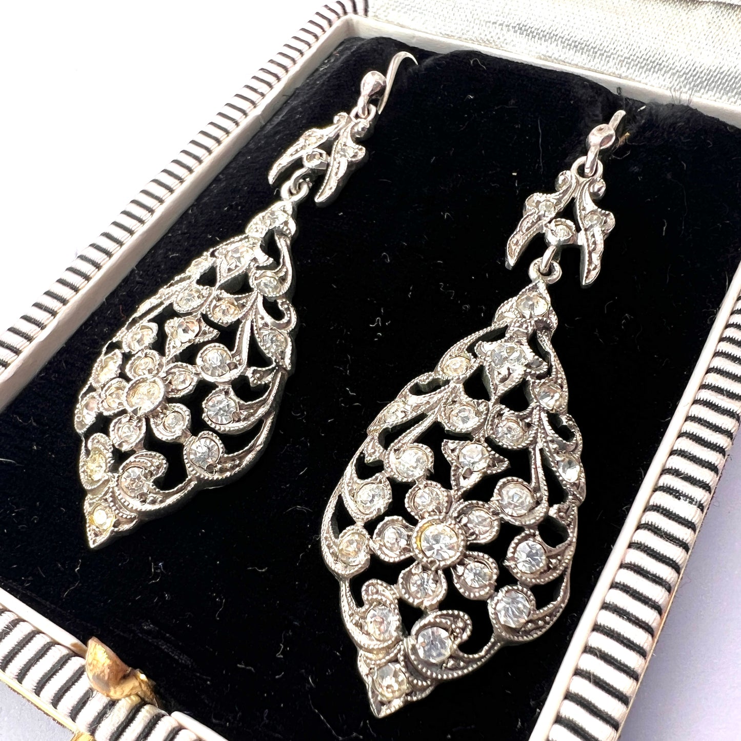 Victorian Silver Paste Chandelier Earrings