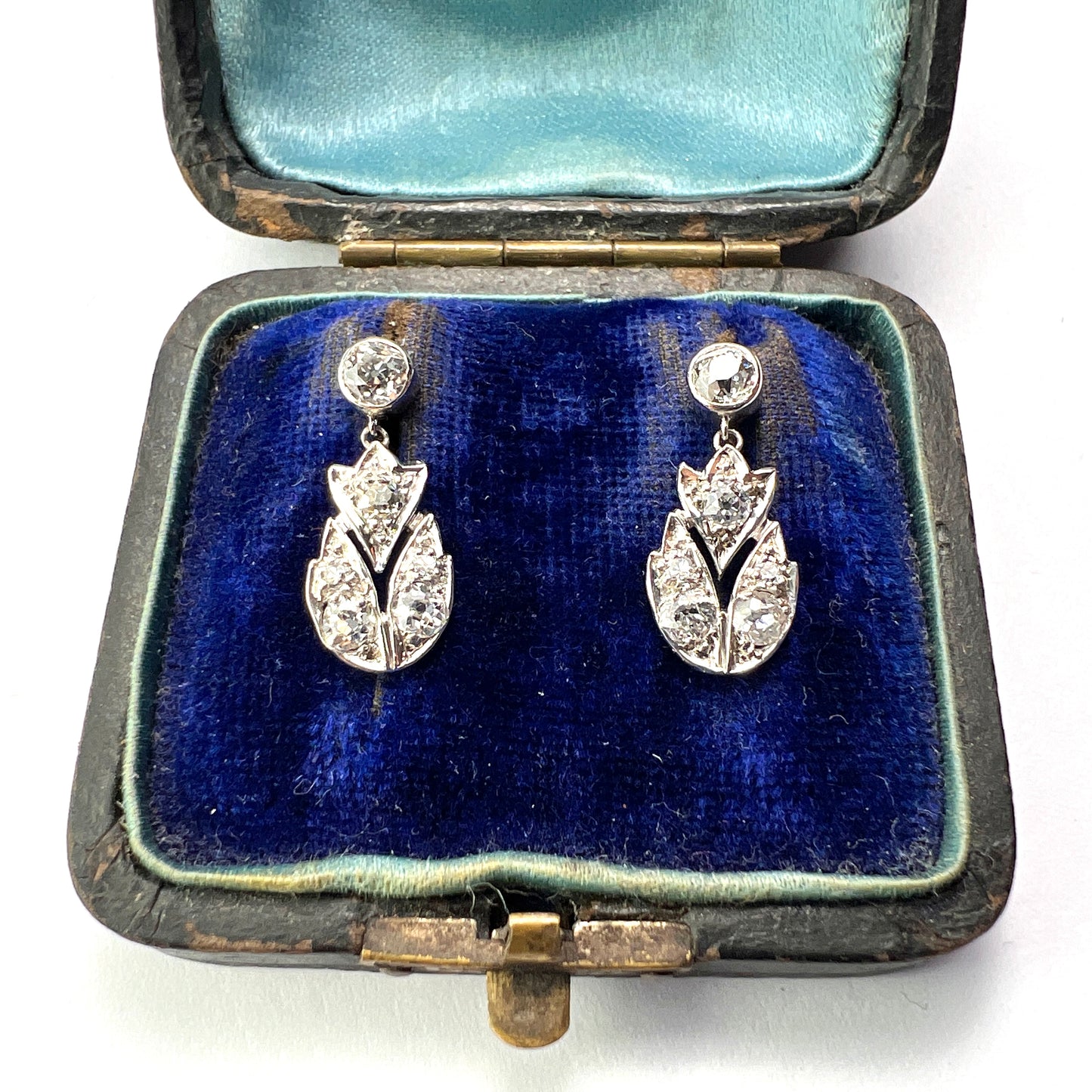 Edwardian Diamond and Platinum Drop Earrings