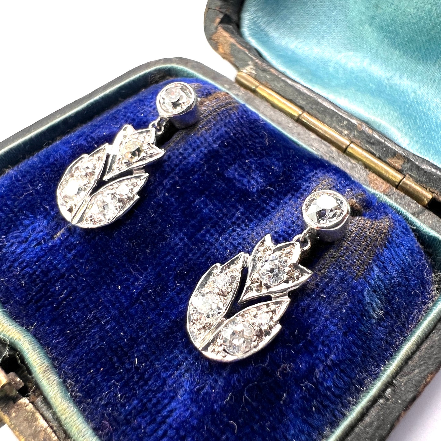 Edwardian Diamond and Platinum Drop Earrings