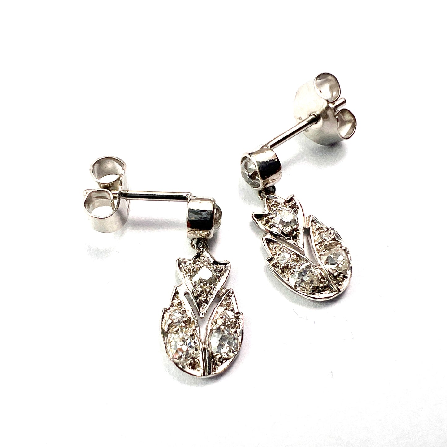 Edwardian Diamond and Platinum Drop Earrings