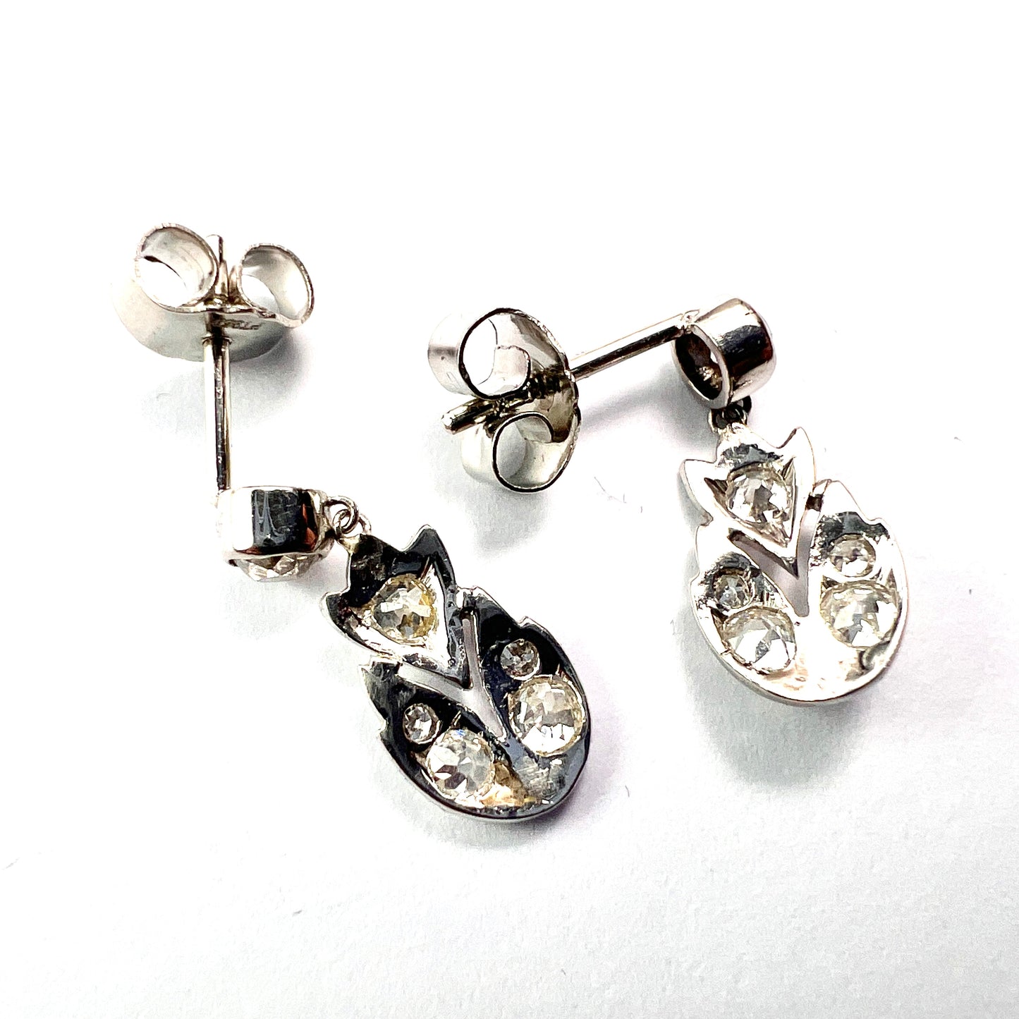 Edwardian Diamond and Platinum Drop Earrings