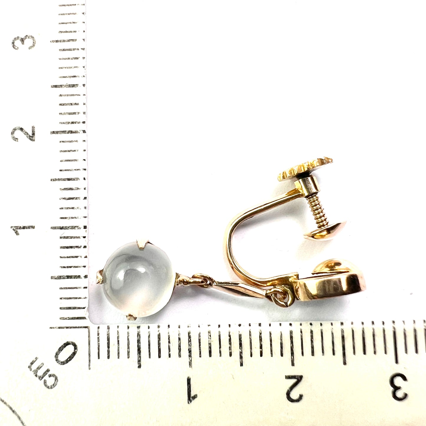 Vintage Moonstone 14CT Gold Chinese Blessing Earrings