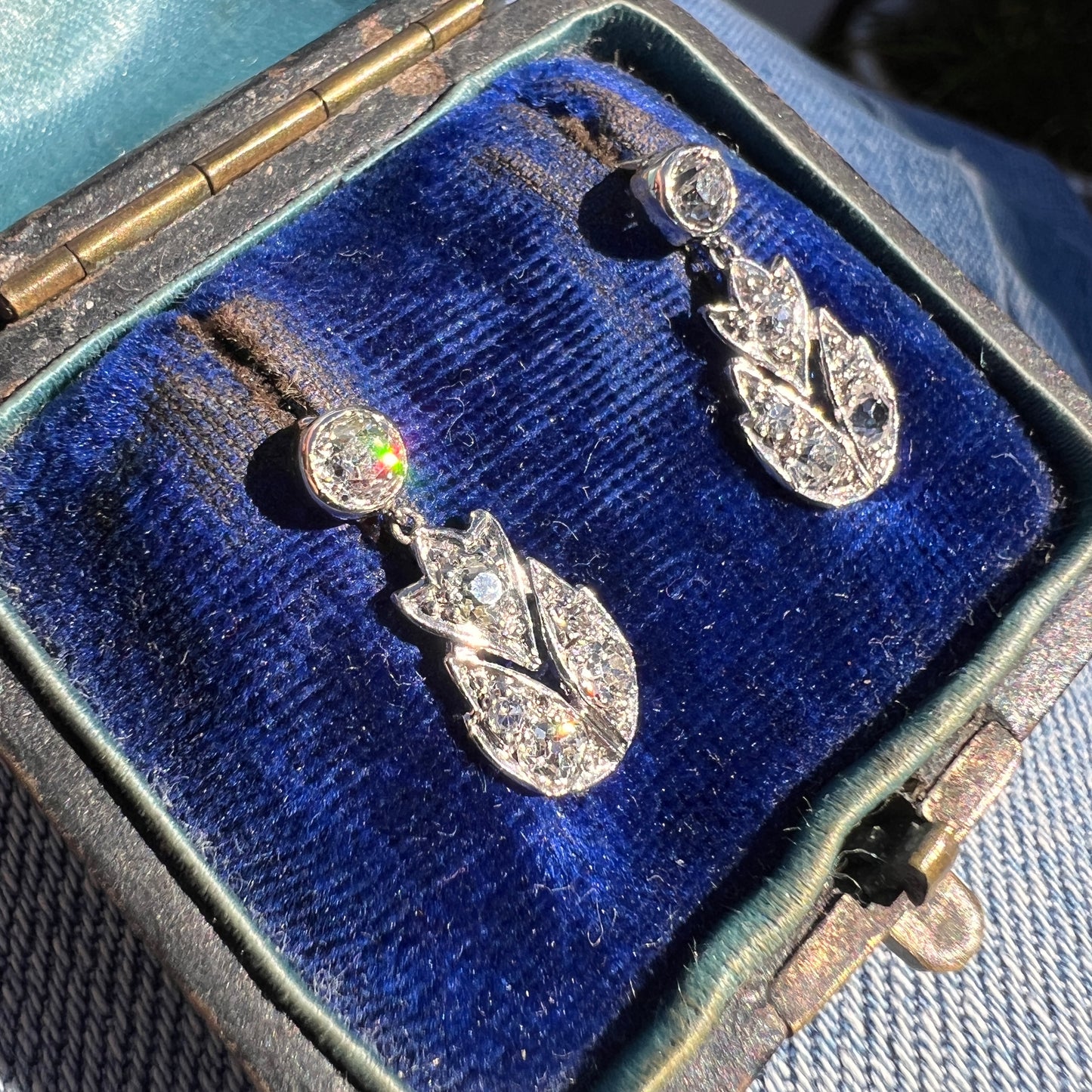 Edwardian Diamond and Platinum Drop Earrings