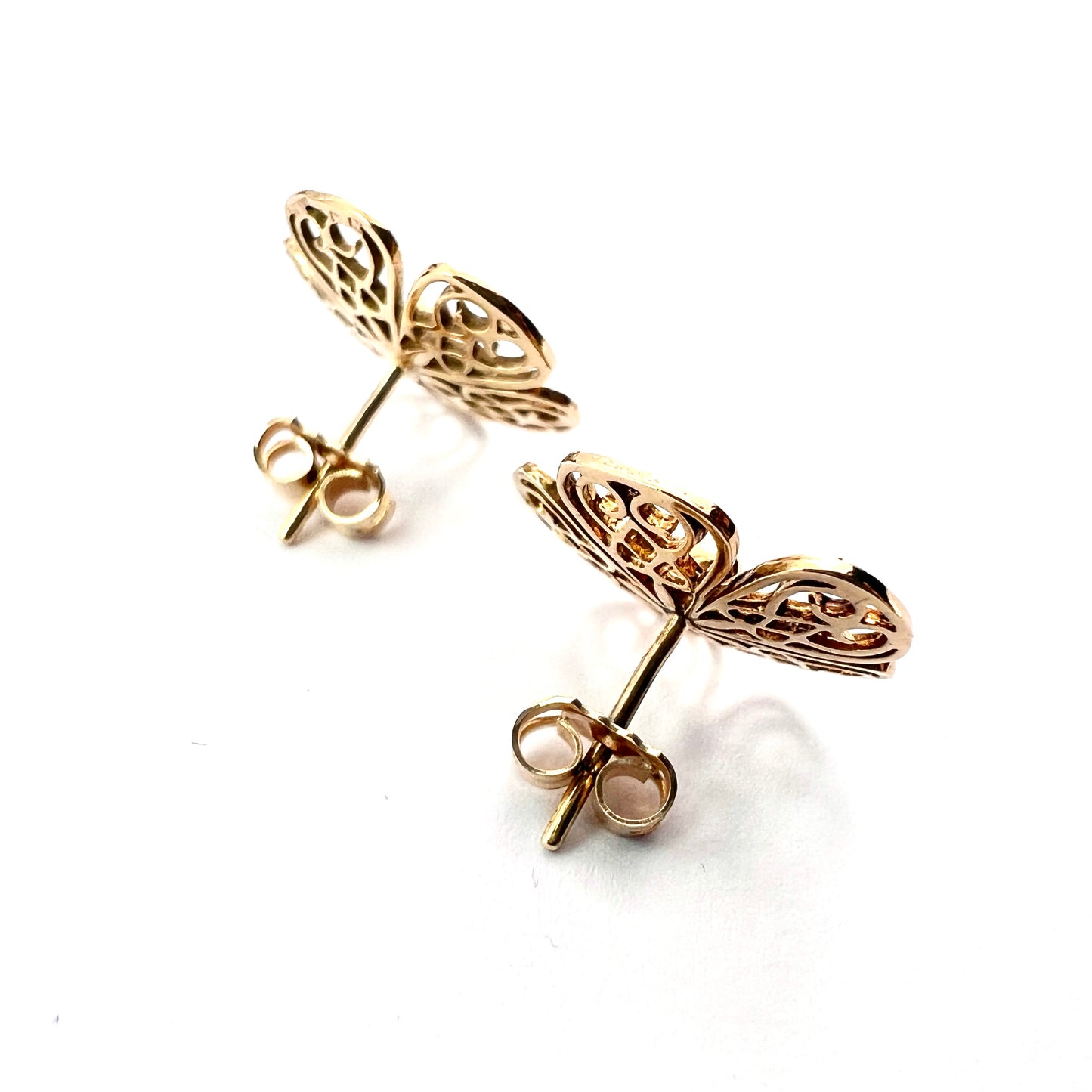 Large Vintage 9CT Gold Flower Stud Earrings