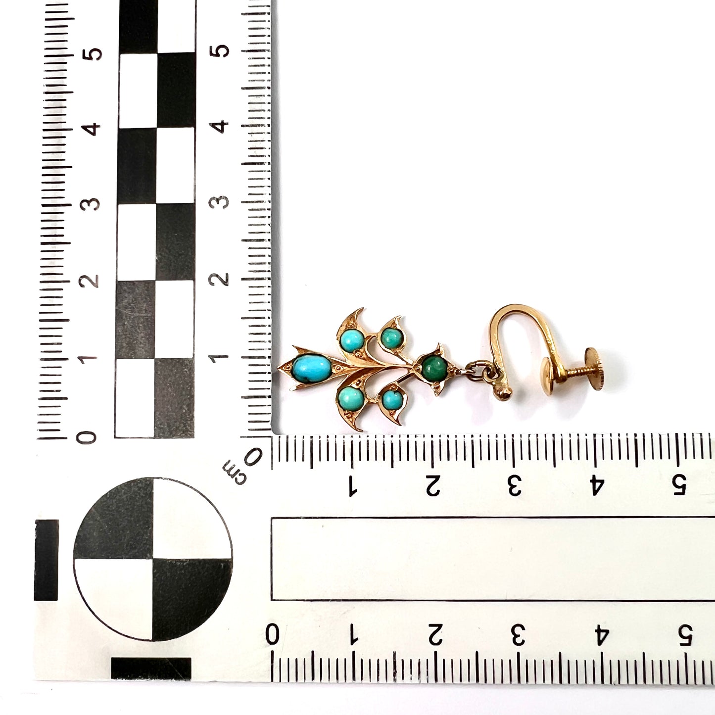Victorian High Carat Gold Turquoise Screwback Earrings