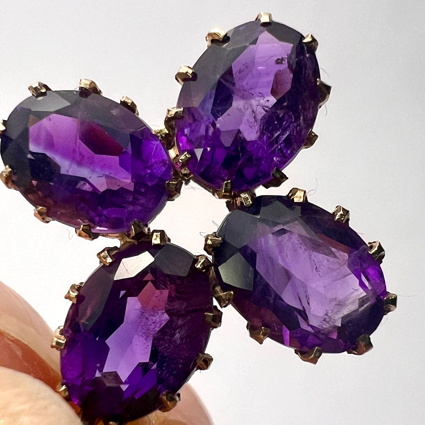 Victorian Style 9CT Gold Amethyst Cross Pendant and Earrings