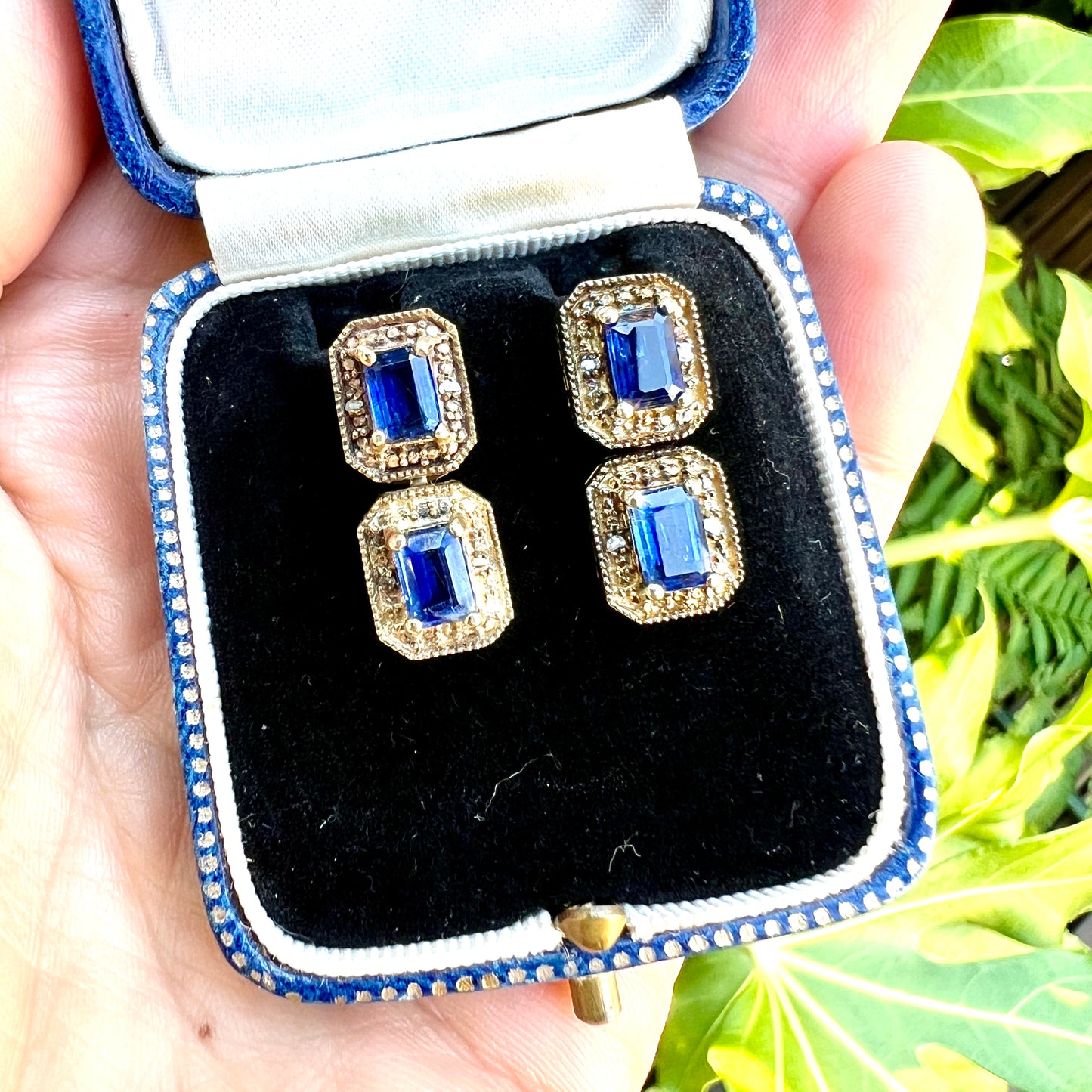 Art Deco Diamond and Sapphire Silver Gilt Earrings