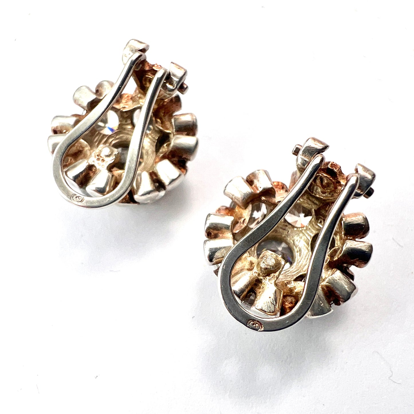 Retro Silver Sparkle Dome Ear Clips