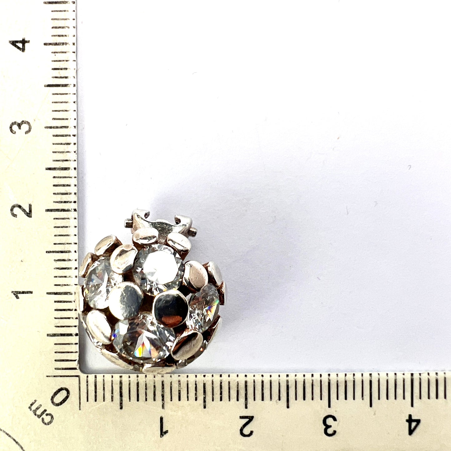 Retro Silver Sparkle Dome Ear Clips