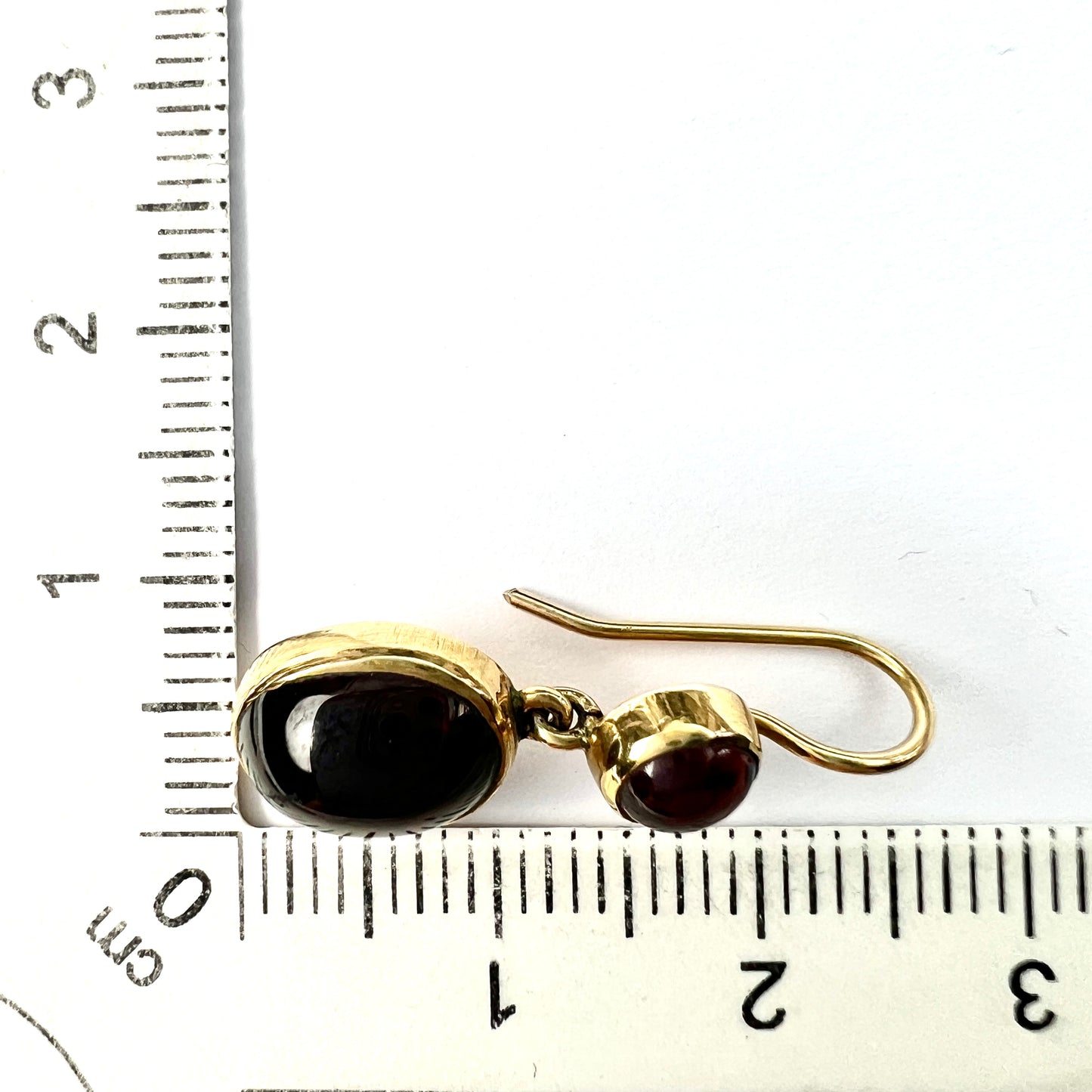 Victorian 9CT Gold Garnet Double Drop Earrings