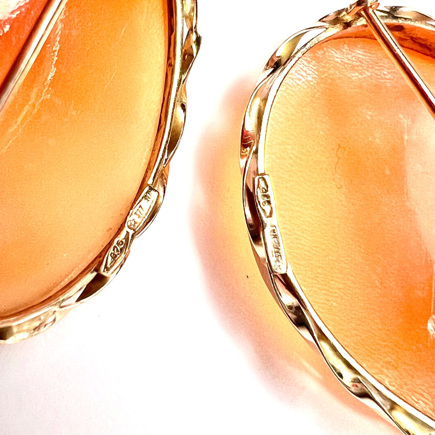 Large 9CT Gold Cameo Teardrop Earrings