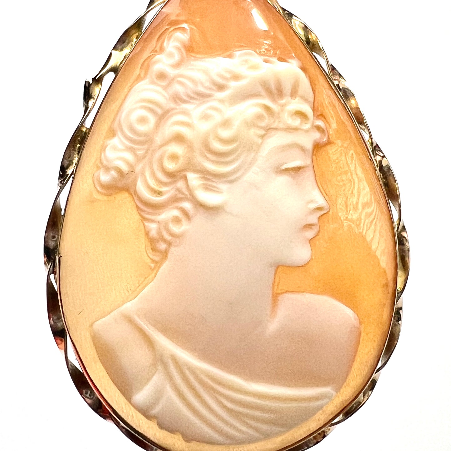 Large 9CT Gold Cameo Teardrop Earrings