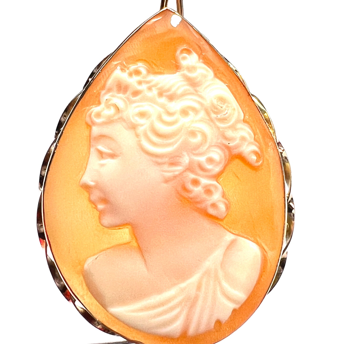 Large 9CT Gold Cameo Teardrop Earrings