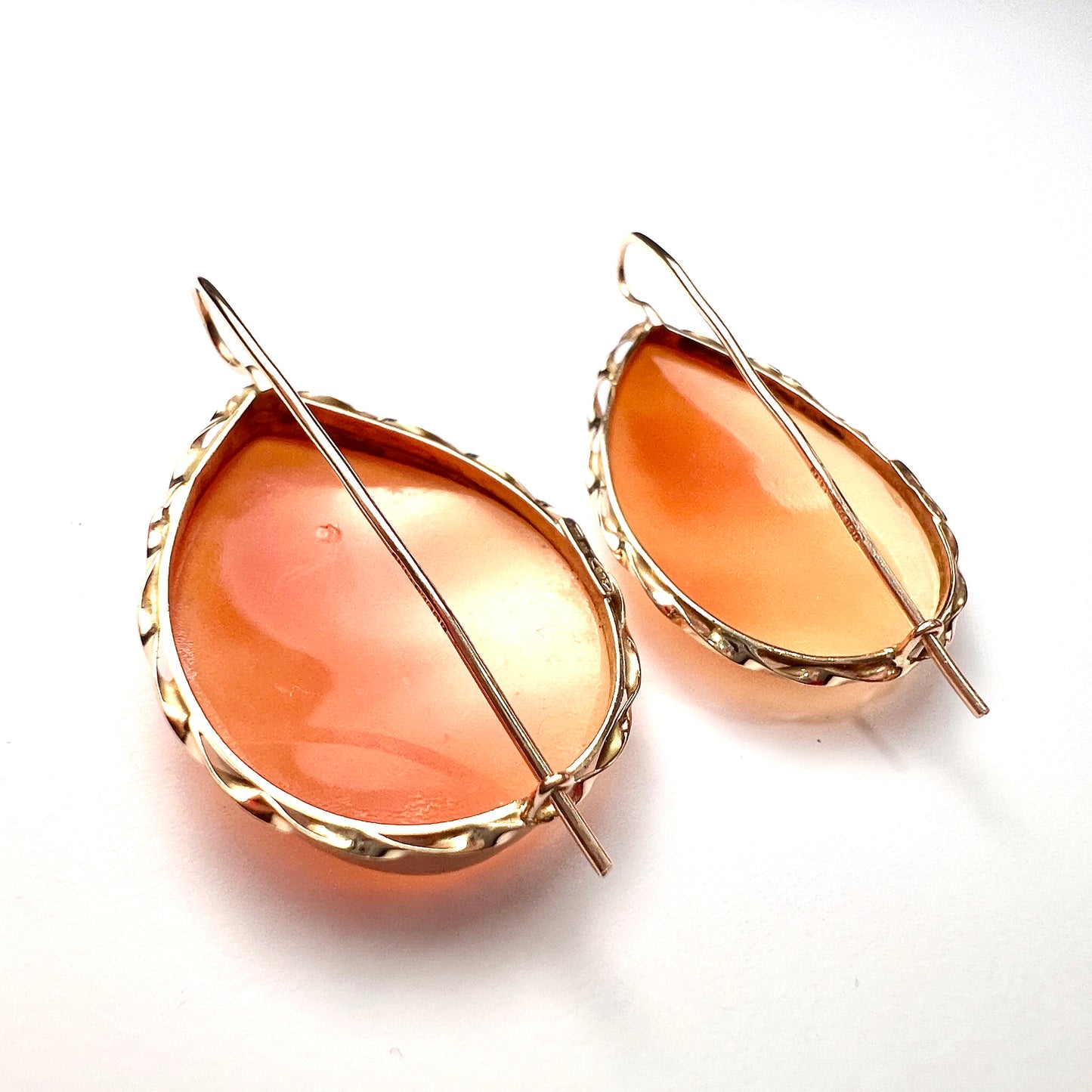 Large 9CT Gold Cameo Teardrop Earrings