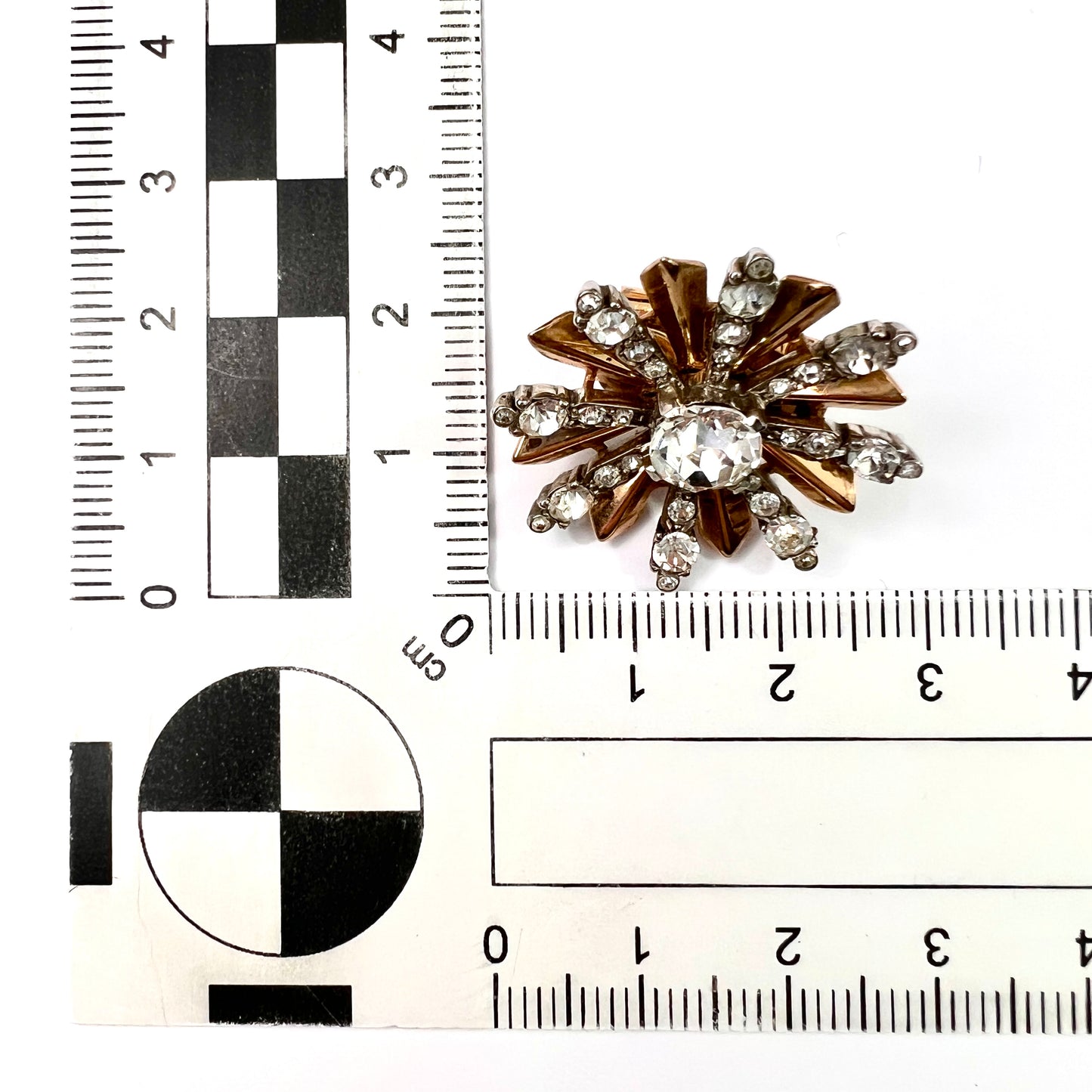 Vintage Sterling Silver and Gold Ciro Sunburst Ear Clips in Original Box