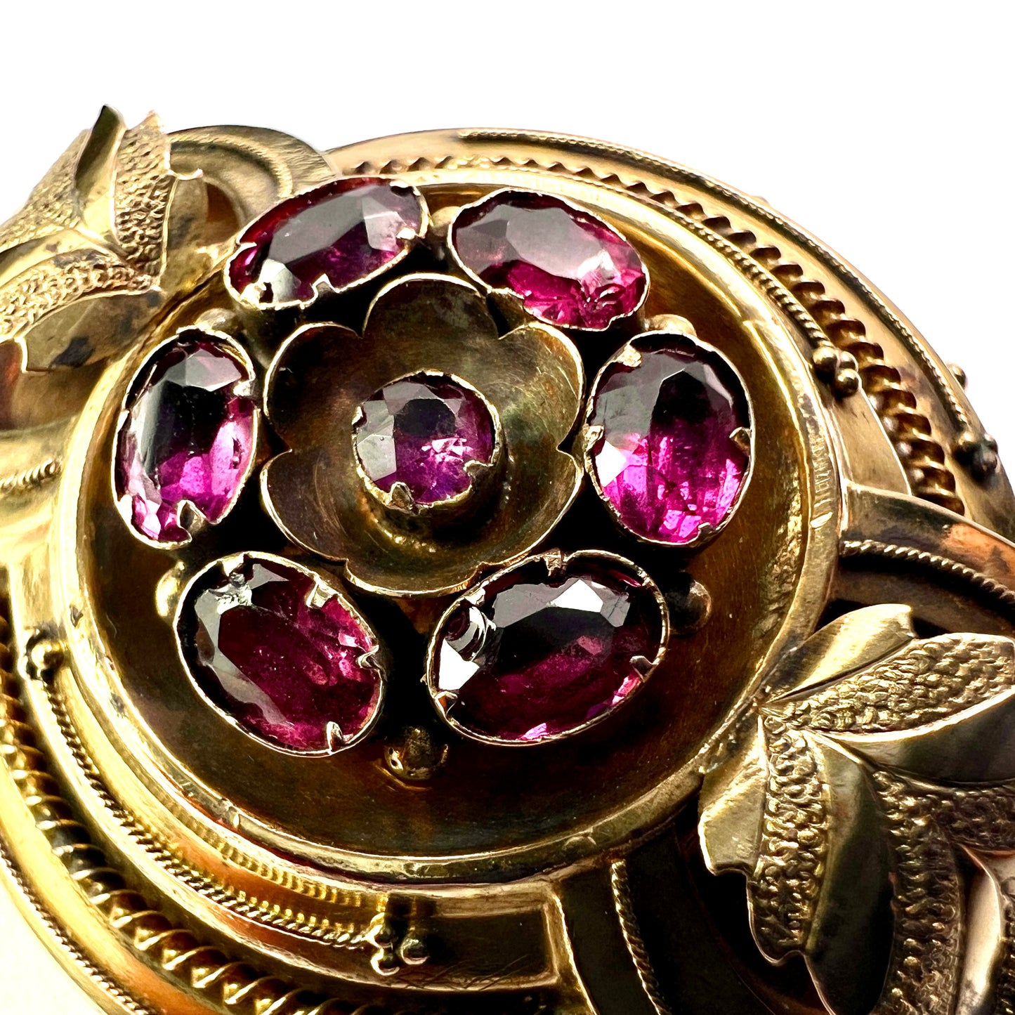 Boxed Victorian Amethyst Demi Parure Earrings and Brooch